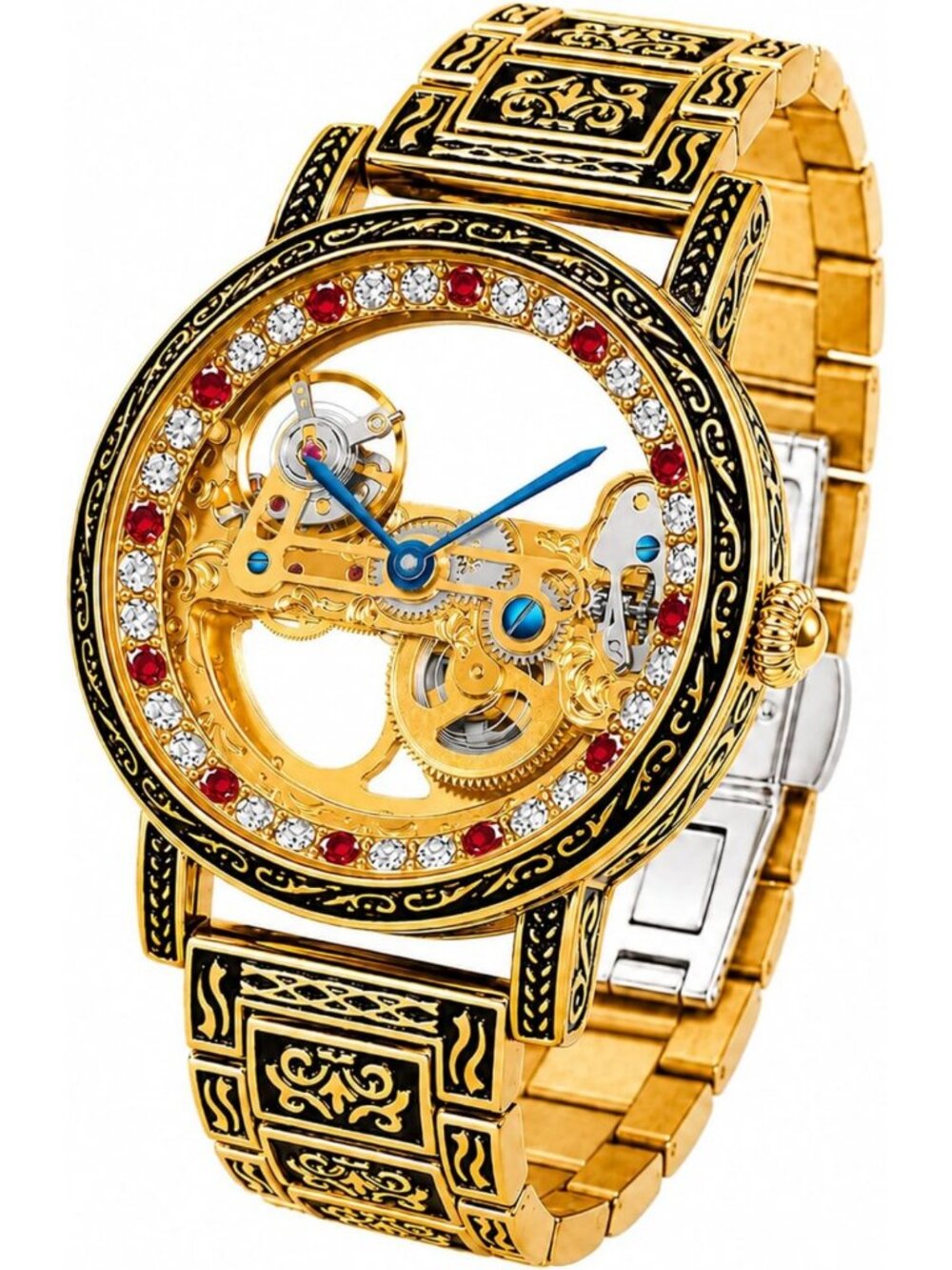 Men's Engraved Luxury Skeleton Automatic Mechanical Watch - Stylish Timepiece